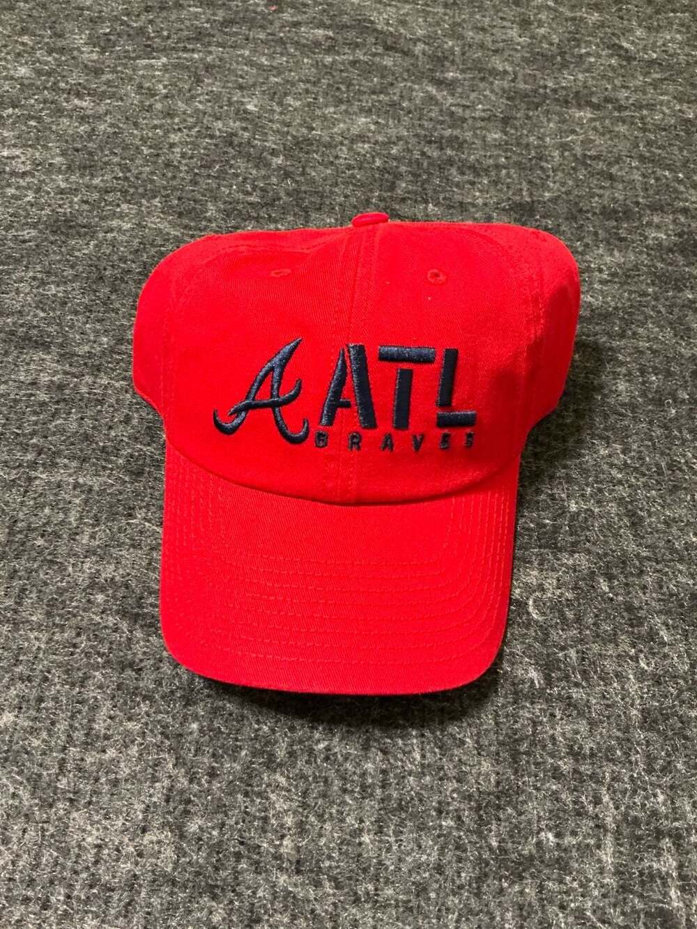 Fanatics Atlanta Braves Dad Hat Mens Red and Navy Blue